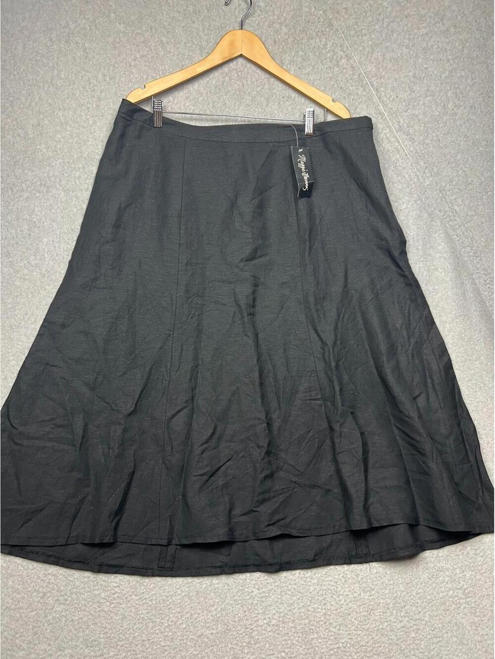 Maggie Barnes Womens Midi Linen Blend Skirt Plus 1X Modern Simple Casual